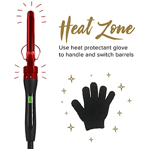 5 in 1 Professional Curling Iron and Wand Set - 0.3 to 1.25 Inch Interchangea...