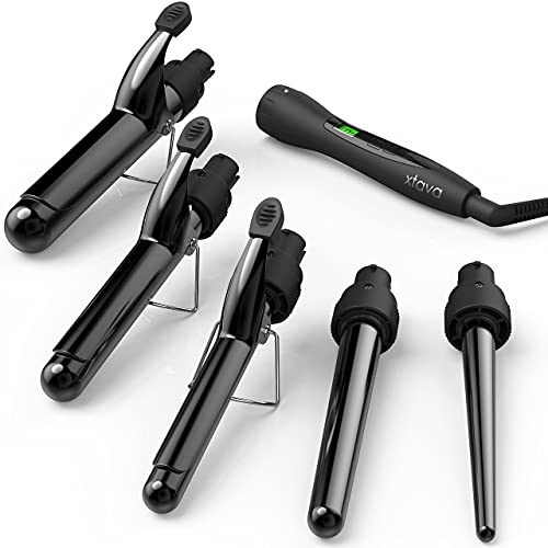 5 in 1 Professional Curling Iron and Wand Set - 0.3 to 1.25 Inch Interchangea...