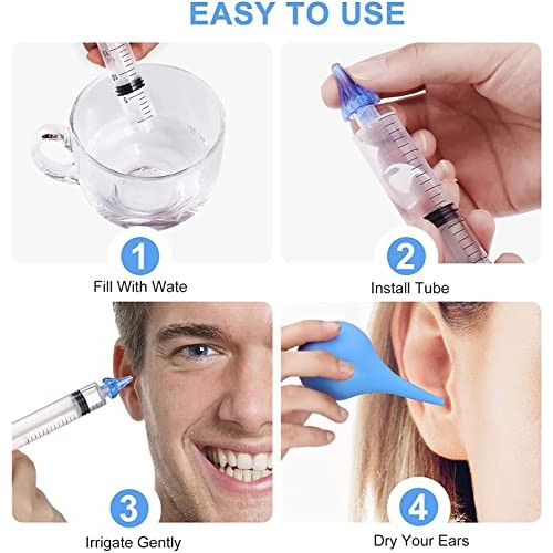 Ear Wax Cleaner Ear Wax Remover Syringe，Includes Ear Syringe Bulb，Ear Wash ...
