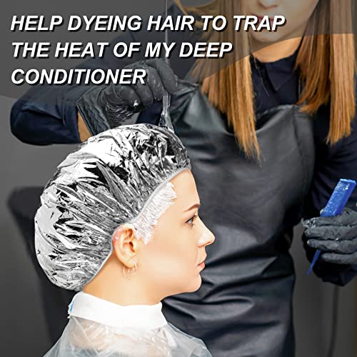 24 Pieces Deep Conditioning Caps Aluminum Foil Hair Cap Reusable Processing C...