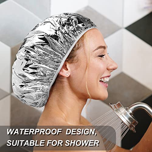 24 Pieces Deep Conditioning Caps Aluminum Foil Hair Cap Reusable Processing C...