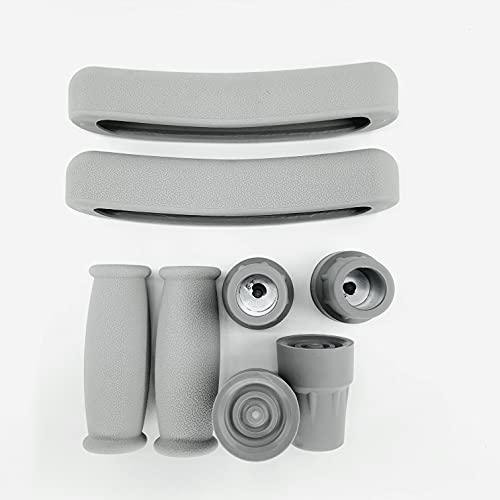 Replacement Crutches Accessories 8PCS, Comfortable Gray Rubber Pads Underarm ...