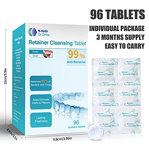 Retainer Cleaner 96 Tablets, Retainer & Denture Cleansing Tablets 3 Month Sup...