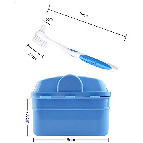 Y-Kelin Denture Bath Box And Denture Brush Denture&Retainer Set Cleaner (pink)