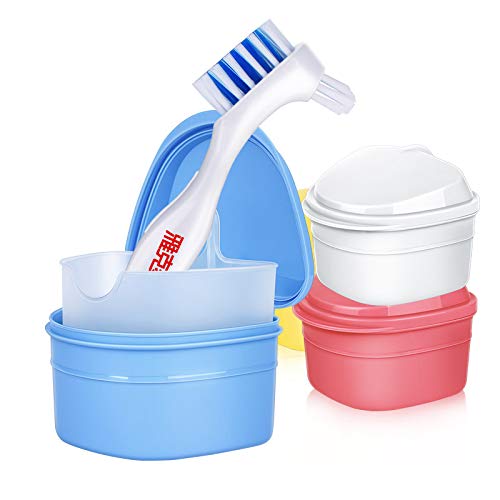 Y-Kelin Denture Bath Box And Denture Brush Denture&Retainer Set Cleaner (pink)