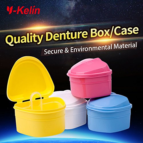 Y-Kelin Denture Bath Box And Denture Brush Denture&Retainer Set Cleaner (pink)