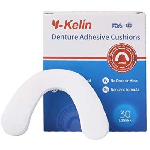 Y-Kelin Lower Denture Adhesive Cushion 30 Pads Strip (Pack of 2)