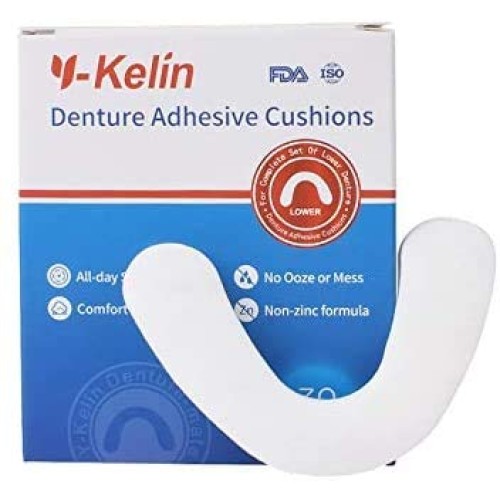 Y-Kelin Lower Denture Adhesive Cushion 30 Pads Strip (Pack of 2)
