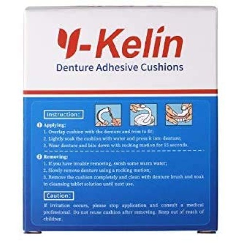 Y-Kelin Lower Denture Adhesive Cushion 30 Pads Strip (Pack of 2)