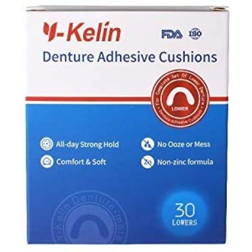 Y-Kelin Lower Denture Adhesive Cushion 30 Pads Strip (Pack of 2)
