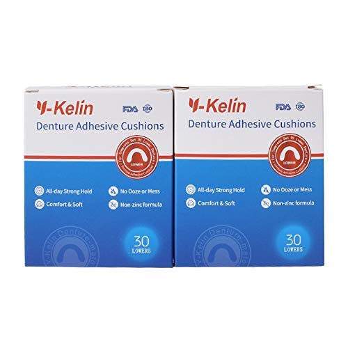 Y-Kelin Lower Denture Adhesive Cushion 30 Pads Strip (Pack of 2)