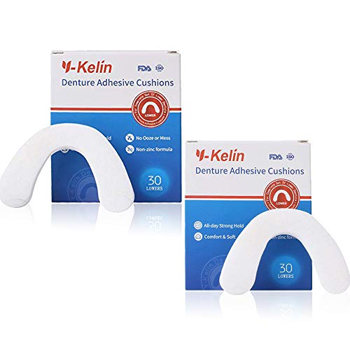 Y-Kelin Lower Denture Adhesive Cushion 30 Pads Strip (Pack of 2)