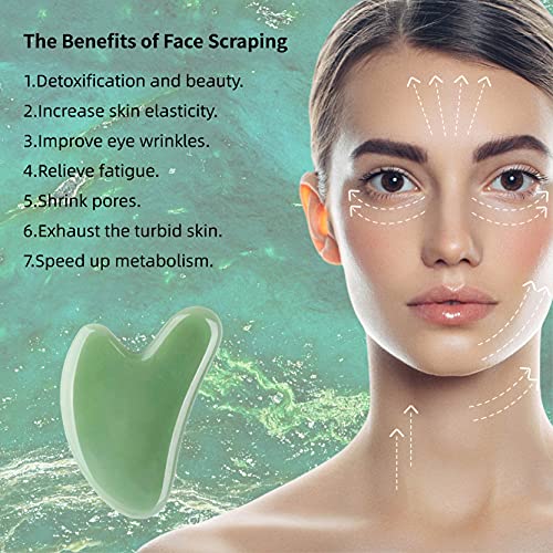 Gua Sha, Gua Sha Facial Tools, Natural Jade Stone Board for SPA Acupuncture T...