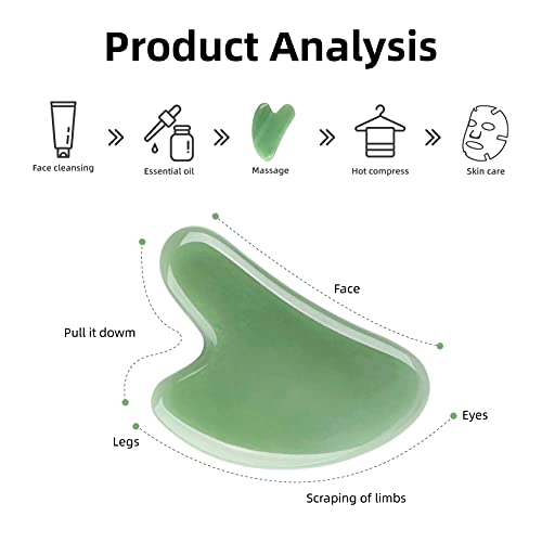Gua Sha, Gua Sha Facial Tools, Natural Jade Stone Board for SPA Acupuncture T...