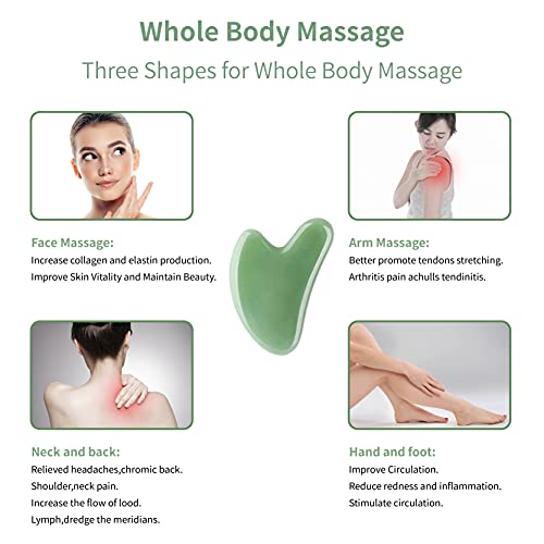 Gua Sha, Gua Sha Facial Tools, Natural Jade Stone Board for SPA Acupuncture T...