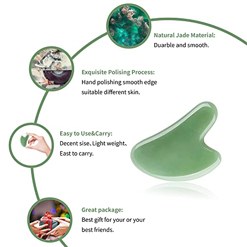Gua Sha, Gua Sha Facial Tools, Natural Jade Stone Board for SPA Acupuncture T...