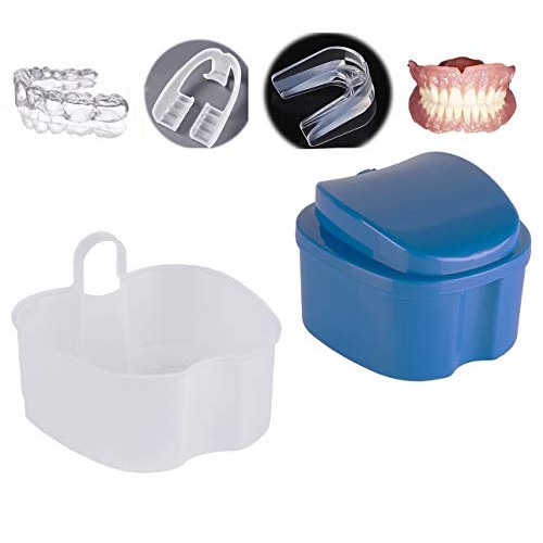 Denture Case,Denture Cup with Strainer,Denture Bath Box False Teeth Storage B...