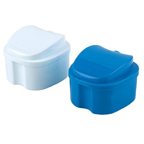 Denture Case,Denture Cup with Strainer,Denture Bath Box False Teeth Storage B...