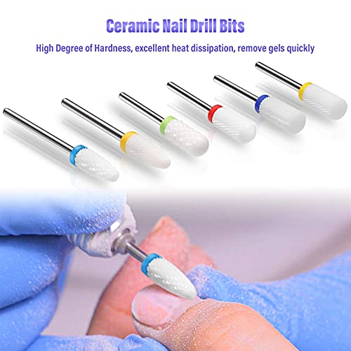 10pcs Professional Ceramic Nail Drill Bits Set - YaFex 3/32'' Diamond Carbide...