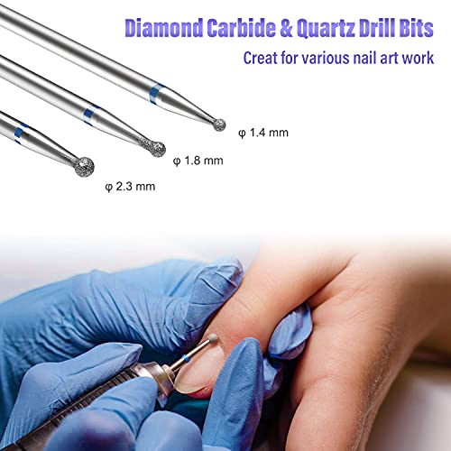 10pcs Professional Ceramic Nail Drill Bits Set - YaFex 3/32'' Diamond Carbide...