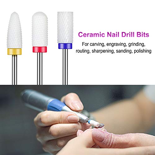 Cuticle Nail Drill Bits Set - YaFex 10 Pcs 3/32 Inch Professional Diamond Car...