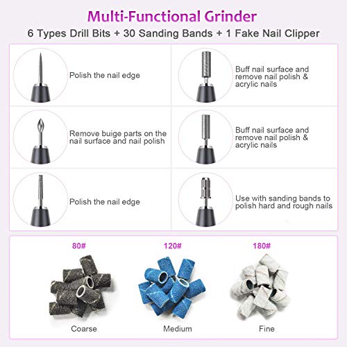 Electric Nail Drill- Professional Portable Manicure Pedicure E-File Kit with ...