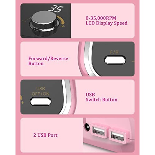 Professional Electric Nail Drill 35,000RPM, YaFex E-file Drill Machine for Ac...