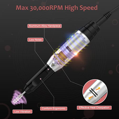 YaFex Professional Nail Drill 30,000RPM - Electric Nail File for Acrylic Nail...