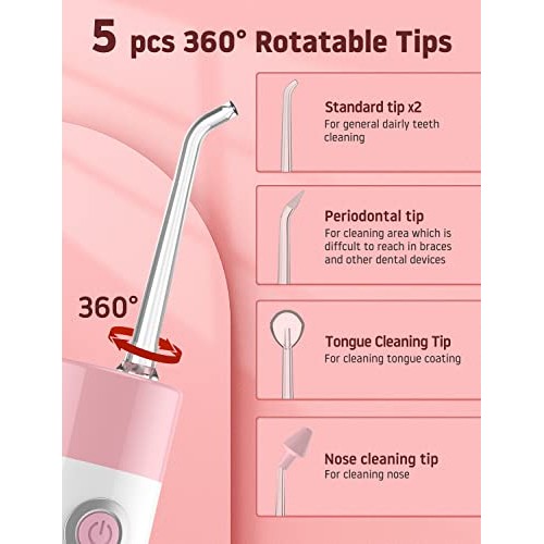 YaFex Water Flosser Oral Irrigator - Portable Water Teeth Cleaning Pick, Rech...