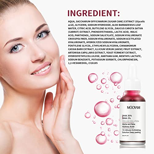 AHA 30% + BHA 2% Peeling Solutions, 30% AHA Glycolic Acid Peel with Lactic Ac...