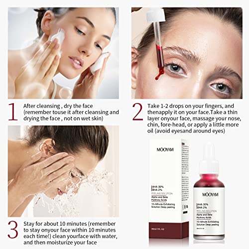 AHA 30% + BHA 2% Peeling Solutions, 30% AHA Glycolic Acid Peel with Lactic Ac...