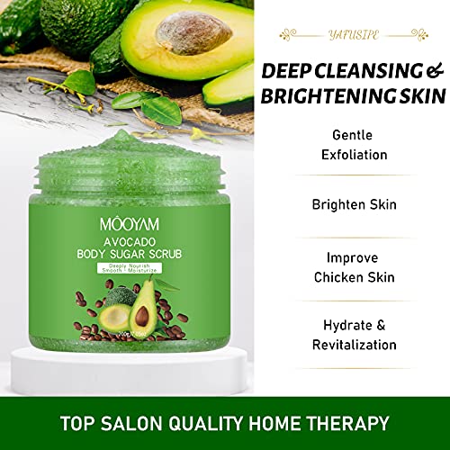 Body Sugar Scrubs for Women Exfoliation, Avocado Exfoliating Scrub Natural Bo...