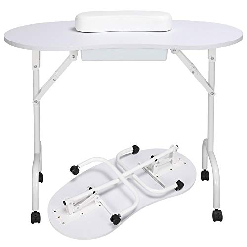Yaheetech 37-inch Portable & Foldable Manicure Table Nail Technician Desk Wor...