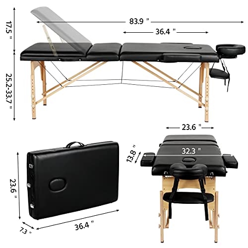 Yaheetech Height Adjustable Massage Table Foldable Massage Bed Massage Therap...
