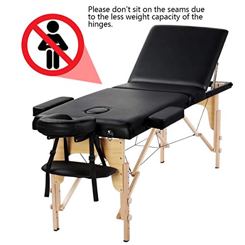 Yaheetech Height Adjustable Massage Table Foldable Massage Bed Massage Therap...