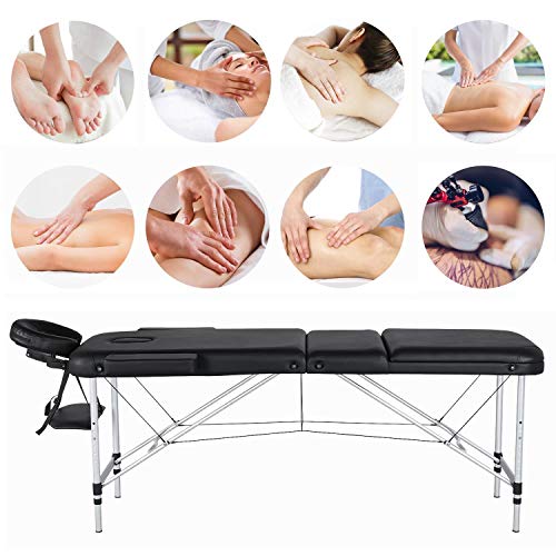 Yaheetech Portable Massage Table 3 Folding Massage Bed Aluminium Frame Lightw...