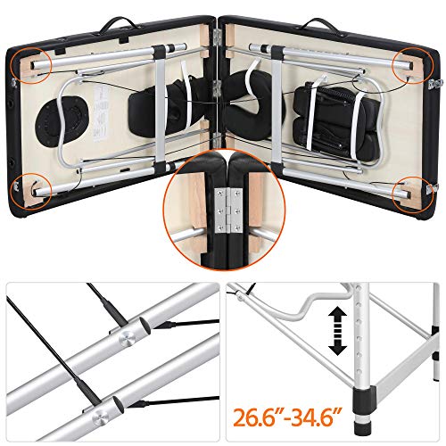 Yaheetech Portable Massage Table 84inch Massage Bed Aluminium Height Adjustab...