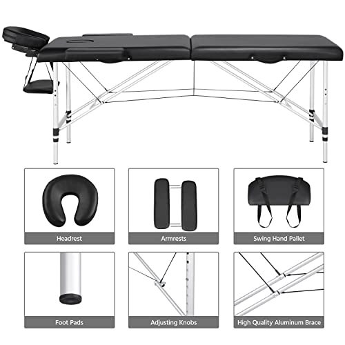 Yaheetech Portable Massage Table 84inch Massage Bed Aluminium Height Adjustab...