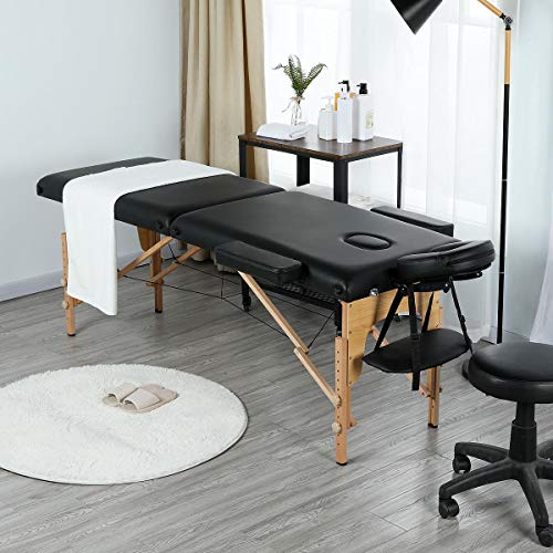 Yaheetech Professional Portable Massage Table Wooden Folding Spa Bed Height A...