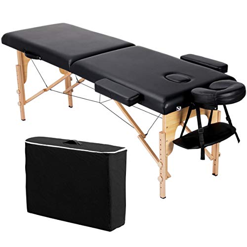 Yaheetech Professional Portable Massage Table Wooden Folding Spa Bed Height A...