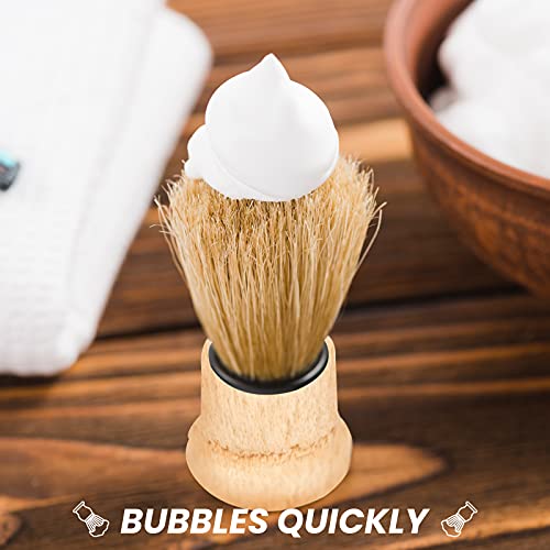 YAIKOAI 10 Pcs Men's Shaving Brush, Boar Bristle Wood Handle Shaving Brush Su...