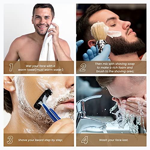 YAIKOAI 10 Pcs Men's Shaving Brush, Boar Bristle Wood Handle Shaving Brush Su...