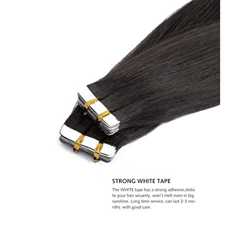 Yamel Tape In Hair Extensions Human Hair Natural Black Hair Extensions 20 Inc...