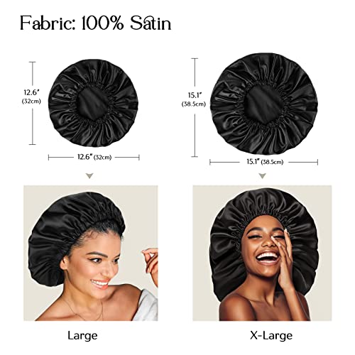 Satin Bonnet Sleep Bonnet Cap - Extra Large, Double Layer, Reversible, Adjust...
