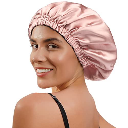 Satin Bonnet Sleep Bonnet Cap - Extra Large, Double Layer, Reversible, Adjust...