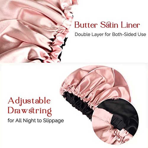 Satin Bonnet Sleep Bonnet Cap - Extra Large, Double Layer, Reversible, Adjust...