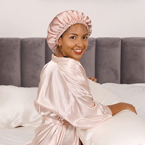 YANIBEST 22 Momme 100% Mulberry Silk Sleep Cap Silk Bonnet for Women - Natura...