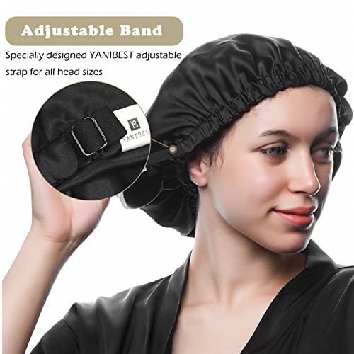 YANIBEST 22 Momme 100% Mulberry Silk Sleep Cap Silk Bonnet for Women - Natura...