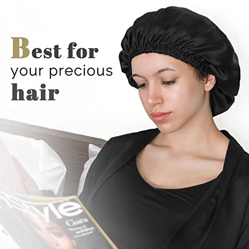 YANIBEST 22 Momme 100% Mulberry Silk Sleep Cap Silk Bonnet for Women - Natura...