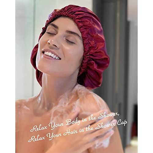YANIBEST Shower Cap for Women - Hair Satin Bonnet Shower Cap for Men Waterpro...